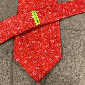 Bulgari Tie Red Symbols